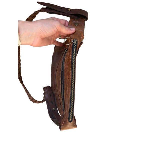 Cuddigan Leather Day Tripper Crossbody Bag Purse Brown - Picture 14 of 16